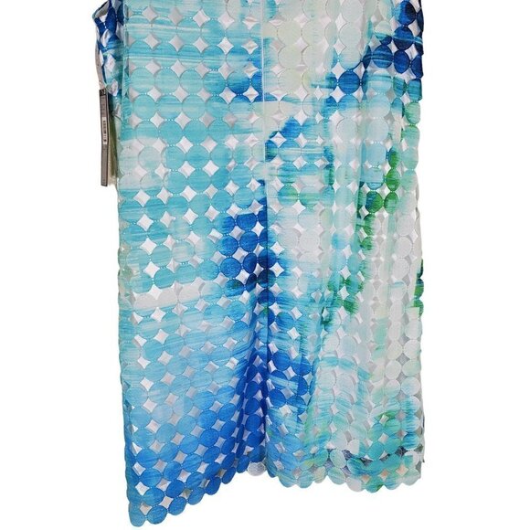 Tahari‎ Royal Aqua Sleeveless Mosaic Shift Dress Womens Petites 10P Textured NWT - Picture 10 of 10